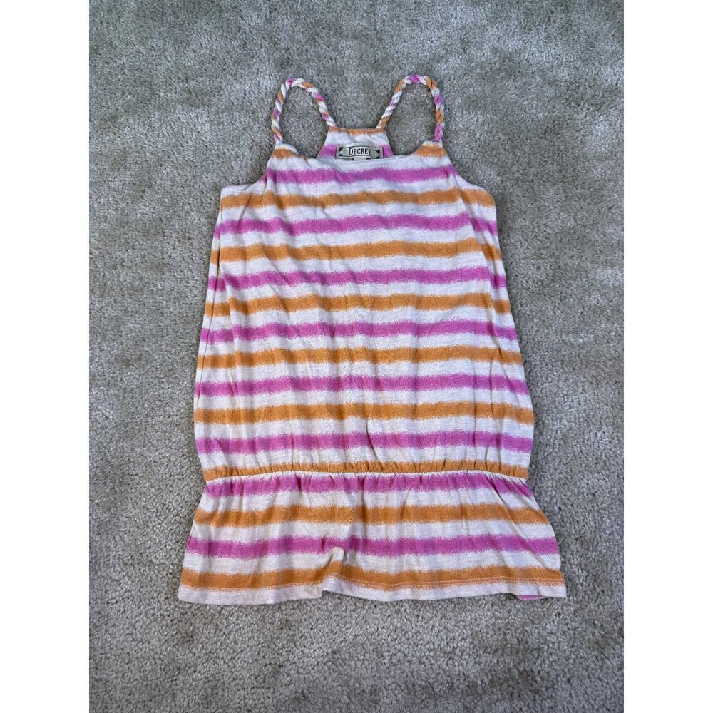 Decree Womens Tank Top Size Medium Pink Orange Striped Y2K Vintage C797